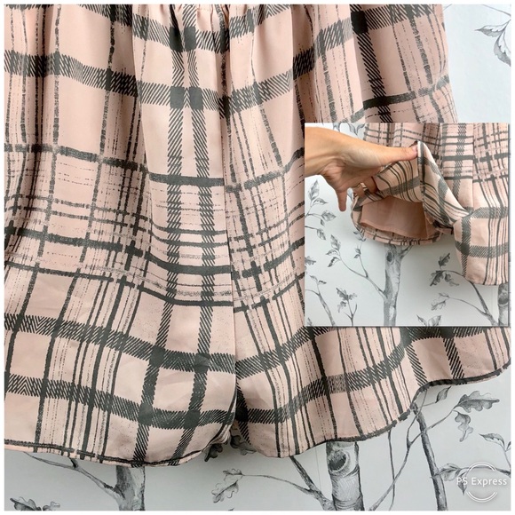 Avec Les Filles blush plaid ruffle strap romper L - Picture 7 of 8